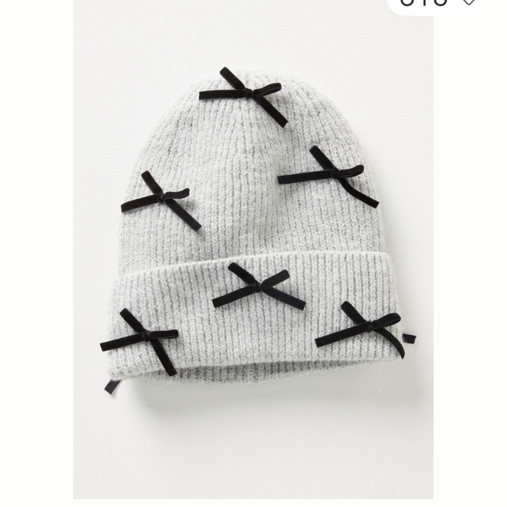 Anthropologie Velvet Bow Beanie NWT